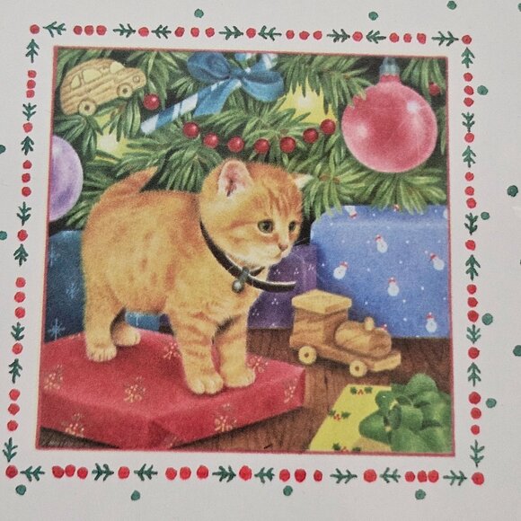 Carlton Cards Christmas Boxed Set of 18 Envelopes Cat Holiday Greeting Vintage - Picture 2 of 10